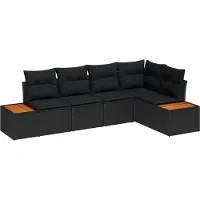 vidaXL Garten-Sofa-Set 5 stk. 5-Sitzanzahl Schwarz Poly Rattan