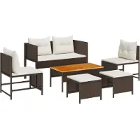 vidaXL Gartensofa-set 6 stk. Braun und Creme Poly-Rattan