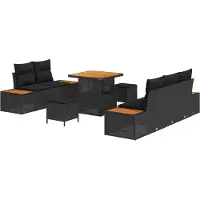 vidaXL Garten-Sofa-Set 8 stk. 7-Sitzanzahl Schwarz