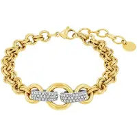 JOOP! Armband JOOP "2039842", gold (gelbgoldfarben, kristallweiß, kristallweiß), Armbänder, Damen, 22cm, Edelstahl, Armband, mit Zirkonia (synth.)