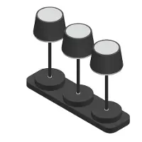 FH Lighting LED-Akku-Tischleuchte Gardo 3er-Set, Ladestation, schwarz Gardo, dimmbar, schwarz, für Wohn- / Esszimmer, Kunststoff, Modern