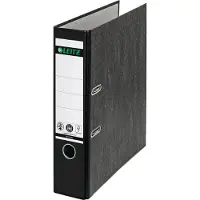 Leitz Ordner LEITZ1080, DIN A4, Rückenbreite 80 mm, Griffloch, geklebtes Rückenschild, Hartpappe, 20 Stück, schwarz