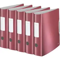 Leitz Ordner Active Style, DIN A4, Rückenbreite 82 mm, 5 Stück, granat rot