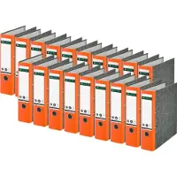 Leitz Ordner 1080, DIN A4, Rückenbreite 80 mm, Griffloch, geklebtes Rückenschild, Hartpappe, 20 Stück, orange