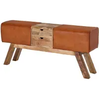Wohnling Sitzbank mit Schubladen 120 cm Mangoholz lackiert - TUVA