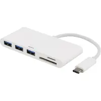 Deltaco USBC-HUB, USB 2.0 Type-C, MicroSD (TransFlash), MicroSDHC, MicroSDXC, MiniSDHC, Weiß, 0,06 m, USB, 4,5 W