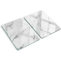 Tulup Herdabdeckplatte SET aus 2 Stück 40x52 cm Glas-Servierbrett Küchenutensilien Schutzplatte Abdeckung Marmor