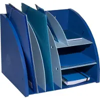 Exacompta The Organizer Marineblau/Hellblau, 4 Fächer (2x A5/2x A6), Recyclingkunststoff, Blauer Engel, 25 Jahre Garantie