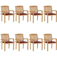 Sonstiges Möbel Stapelbare Gartenstühle mit Kissen 8 Stk. Massivholz Teak 2023
