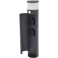 LUCANDE Sockellampe Corban, grau, Sensor, Steckdosen, IP44 Corban , dimmbar, schwarz, Aluminium, Modern