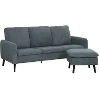 HOMCOM Ecksofa Polyester Kautschukholz 196L x 140B x 88H cm Dunkelgrau
