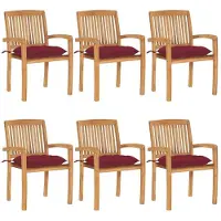 vidaXL Design Stapelbare Gartenstühle mit Kissen 6 Stk. Massivholz Teak, Gartenstühle 2024 Neu