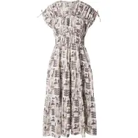 Scotch & Soda Gathered Midi Dress With Tied Details Art Dept Collage Grey Größe: 34 | Midikleider Outlet | Damen | Grau