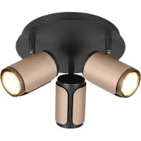 TRIO Lighting Deckenstrahler Gillan, coffee, 3-flammig, rund, Metall, GU10 dimmbar, schwarz, für Wohn- / Esszimmer, Metall, Modern, Strahler