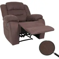 Mendler Fernsehsessel HWC-J57, XXL Relaxsessel TV-Liegesessel Nosagfederung Wildleder-Optik Stoff/Textil bis 200kg braun
