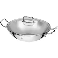 Zwilling Plus, Rund, Wok-/Bratpfanne, Edelstahl, Edelstahl, Aluminium, Glas, Edelstahl, Glas
