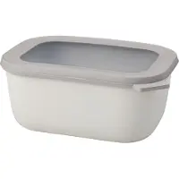 Mepal Multischüssel Cirqula - Mikrowellengeschirr - Multikom rechteckig 1500 ml - Nordic white - Meal prep box - Frischhaltedosen mit Deckel