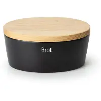 Continenta Brotkasten , braun (schwarz, holzfarben), B:23cm H:14cm L:30cm, Keramik, Massivholz, Lebensmittelaufbewahrungsbehälter, Brotkasten, Brottopf
