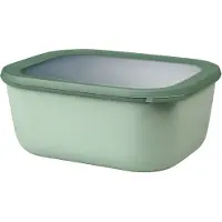 Mepal Multischüssel Cirqula - Mikrowellengeschirr - Multikom rechteckig 3000 ml - Nordic sage - Meal prep box