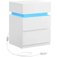Vasagle Nachttisch weiß mit LED-Beleuchtung 40/33,5/55 cm, 55x33.5 cm