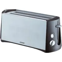 Cloer 3710 Langschlitztoaster für 4 Toastscheiben, 1380 W, integrierter Brötchenaufsatz, Nachhebevorrichtung, Krümelschublade, mattiertes wärmeisoliertes Metallgehäuse