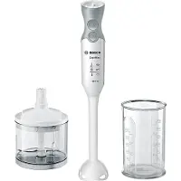 Bosch Stabmixer "ErgoMixx MSM66020, inkl. Zerkleinerer & Becher, 4 Klingen, 12 Stufen" 600 W ergonomisches Design, made in Europe, weiß/grau