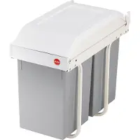 Hailo Multi-Box duo L Einbau-Mülltrennsystem - Doppelmülleimer, 2 x 14 Liter - mit ausziehbaren Inneneimern - 2-fach Abfalltrennsystem für die Küche - cremeweiß