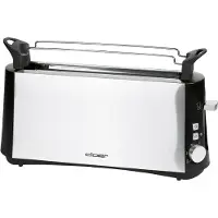 Cloer 3810 Langschlitztoaster, 880 W für 2 Toastscheiben mit "Graubrot-Funktion" zum Toasten von verschiedenen Brotsorten, Brötchenaufsatz, Edelstahlgehäuse