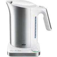 Braun Wasserkocher WK 5115 WH, 1,7 l, 3000 W, Silber, Weiß, Edelstahl, Regelbare Temperatur, Wasserstandsanzeige