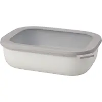 Mepal Cirqula - Mikrowellengeschirr - Multikom Multischüssel rechteckig 2000 ml - Nordic white - Meal prep box - Frischhaltedosen mit Deckel