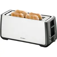 Cloer 3579 King-Size Toaster für 4 XXL Scheiben, Check-Funktion, Edelstahlgehäuse, 1500 Watt, schwarz Kunststoff