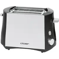 Cloer 3410 Toaster, 825 W, für 2 Toastscheiben, integrierter Brötchenaufsatz, Nachhebevorrichtung, Krümelschublade, mattiertes wärmeisoliertes Metallgehäuse
