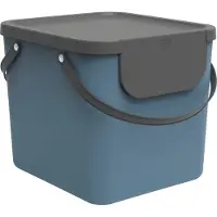 Rotho Mülltrennsystem 40L Albula - Mülleimer 40,0 x 35,8 x 34,0 cm - Abfalleimer Kunststoff mit Griffen - Müllbehälter mit Deckel und Aufklebern