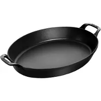 Staub Auflaufform Stapelbar Oval Schwarz 37 cm