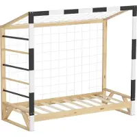 ML-Design Kinderbett Fußballtor 80x160 cm Holzbett mit Lattenrost Kletterleiter & Netz Jugendbett aus Kiefernholz Einzelbett für Kinder Handballtor