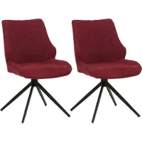 MCW 2er-Set Esszimmerstuhl MCW-O48, Küchenstuhl, drehbar Auto-Return, Stoff/Textil Chenille (320g/m²) bordeaux