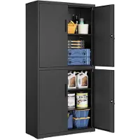 Songmics Aktenschrank mit 4 Türen und 5 Ebenen 40 x 80 x 180 cm mattschwarz OMC016B01