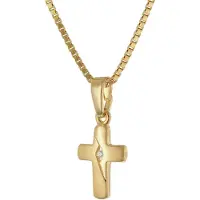 Trendor 28448 Halskette mit Kreuz für Kinder 925 Silber vergoldet