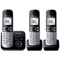 Panasonic Trio dect schnurlostelefon mit anrufbeantworter schwarz/silber KXTG6823FRB