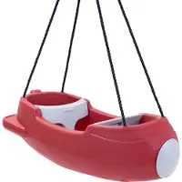 Step2 Rocket Swing Kunststoffschaukel in Rot | Doppelschaukel in Raketenform mit Sicherheitsgurten | Schaukelsitz aus Kunststoff für 2 Kinder | Max. 22,6 kg pro Kind