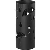 Songmics Regenschirmständer, Schirmhalter für den Eingangsbereich, Stahl-Schirmständer mit herausnehmbarer Abtropfschale und 4 Haken, 17 cm Durchmesser x 41 cm, Schwarz LUC024B01