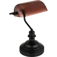 Globo Klassische Schreibtischlampe Antique schwarz mit braunem Glas
