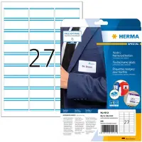 Herma Namens- und Textiletiketten , A4, 63,5 x 29,6 mm, weiß, blaue Streifen, 540 Stück