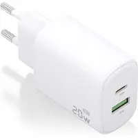 Aisens A110-0909 GaN Wall Charger/ 1xUSB Type-C/ 1xUSB/ 20W/ White