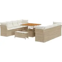 vidaXL Gartensofa-set 11 stk. 8-Sitzanzahl Beige und Creme Poly-Rattan