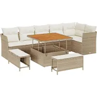 vidaXL Garten-Sofa-Set 9 stk. 6-Sitzanzahl Beige und Creme