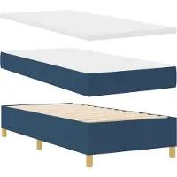 vidaXL Boxspringbett mit Matratze mit Kopfteil Blau 90 x 200 cm Stoff