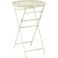 Beliani Bartisch Hellgrün Metall Klappbar Rund 60 cm Antik-Optik Vintage-Optik Romantischer Französischer Pariser Stil Balkon Terrasse Garten