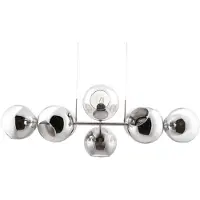 Nowa Hängeleuchte Metall Nickel matt, Glas rauchfarben, Höhe kürzbar, LxBxH: 380x1000x1500mm, exkl. 8x E27 40W 230V