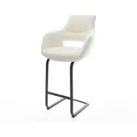 DELIFE Barstuhl Yago-Flex Bouclé Weiß Freischwinger flach Metall Schwarz Taschenfederkern